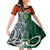 Personalised Vanuatu Penama Province Kid Short Sleeve Dress Pig Tusk Mix Maori Pattern and Namele Leaf LT03 KID Orange - Polynesian Pride