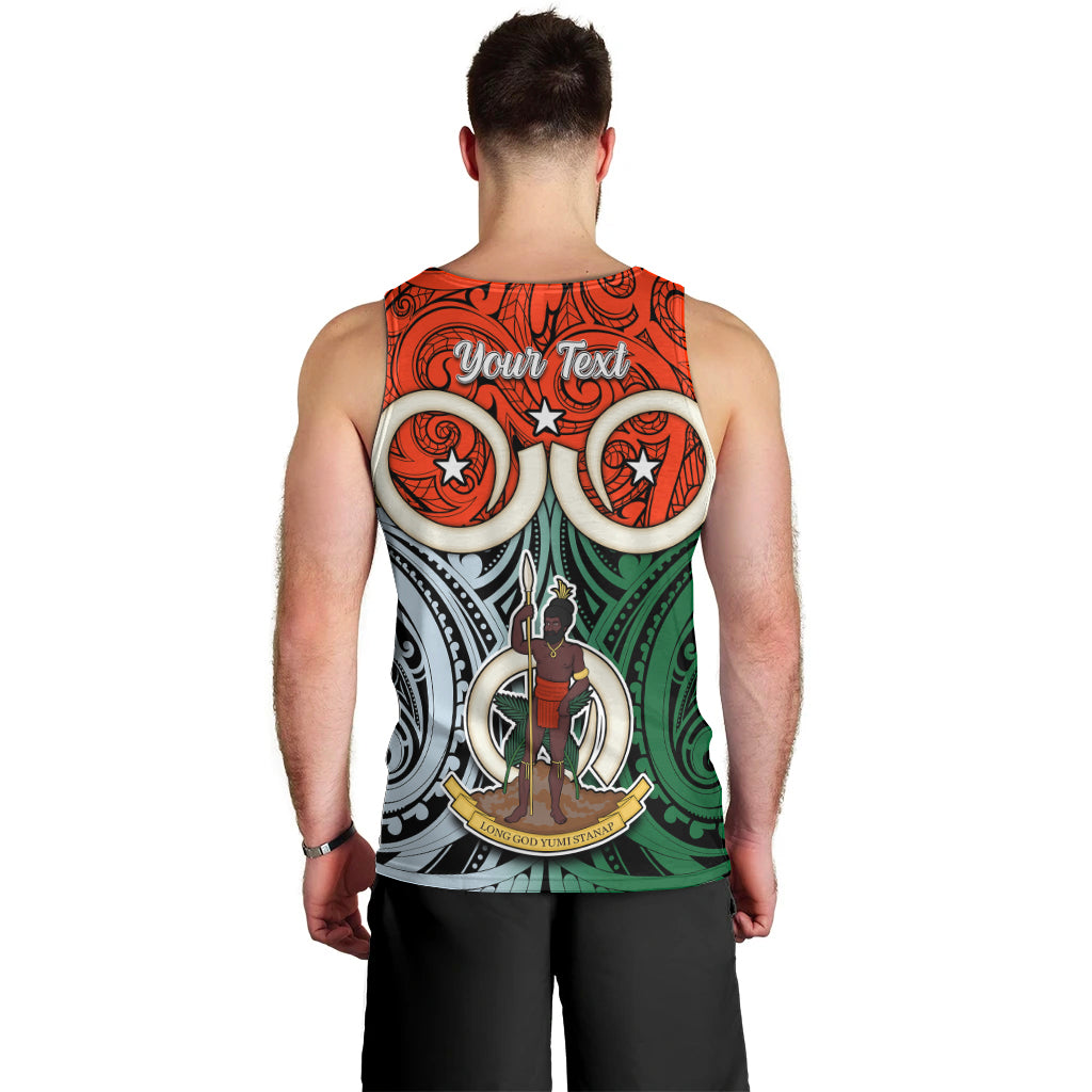 Personalised Vanuatu Penama Province Men Tank Top Pig Tusk Mix Maori Pattern and Namele Leaf LT03 - Polynesian Pride