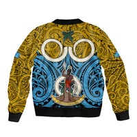 Vanuatu Sanma Province Bomber Jacket Pig Tusk Mix Maori Pattern and Namele Leaf LT03 - Polynesian Pride