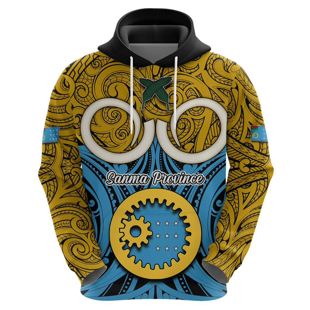 Personalised Vanuatu Sanma Province Hoodie Pig Tusk Mix Maori Pattern and Namele Leaf LT03 - Polynesian Pride