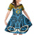 Personalised Vanuatu Sanma Province Kid Short Sleeve Dress Pig Tusk Mix Maori Pattern and Namele Leaf LT03 KID Blue - Polynesian Pride