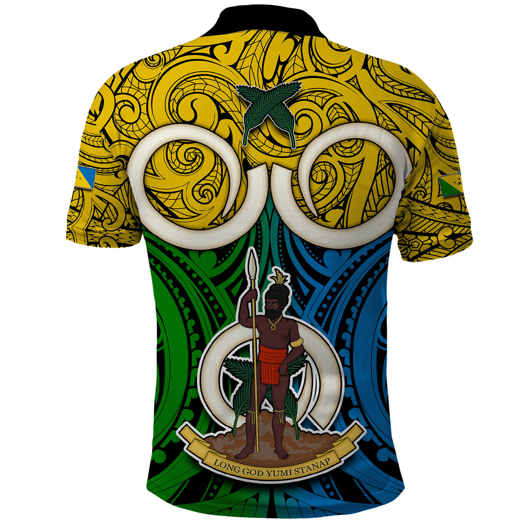 Vanuatu Malampa Province Polo Shirt Pig Tusk Mix Maori Pattern and Namele Leaf LT03 - Polynesian Pride