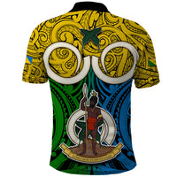Vanuatu Malampa Province Polo Shirt Pig Tusk Mix Maori Pattern and Namele Leaf LT03 - Polynesian Pride