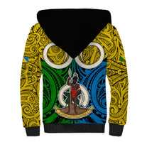Vanuatu Malampa Province Sherpa Hoodie Pig Tusk Mix Maori Pattern and Namele Leaf LT03 - Polynesian Pride