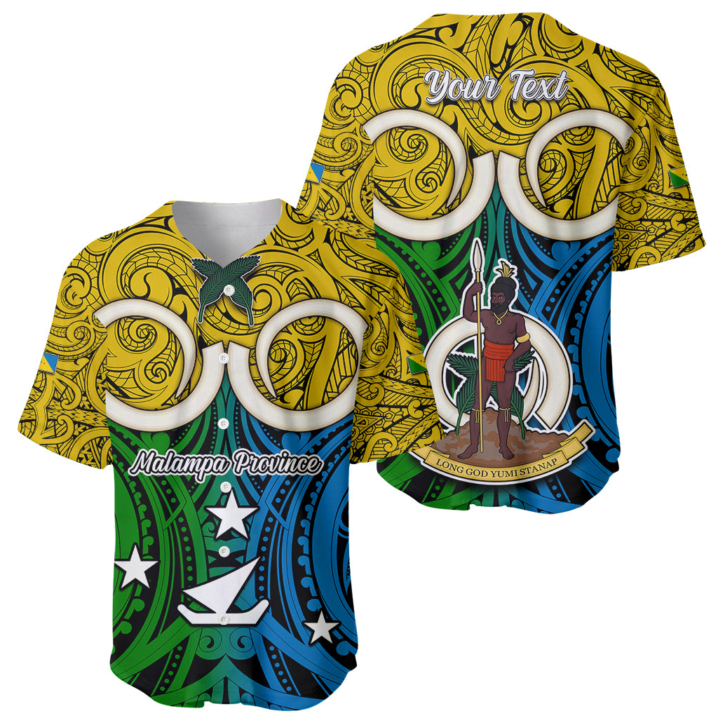 Personalised Vanuatu Malampa Province Baseball Jersey Pig Tusk Mix Maori Pattern and Namele Leaf LT03 - Polynesian Pride