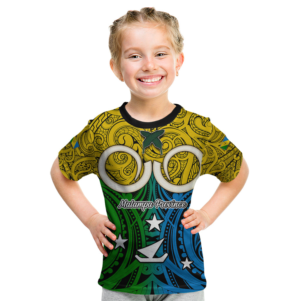 Personalised Vanuatu Malampa Province Kid T Shirt Pig Tusk Mix Maori Pattern and Namele Leaf LT03 Yellow - Polynesian Pride
