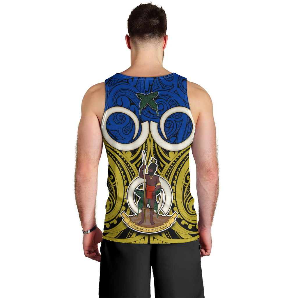 Vanuatu Torba Province Men Tank Top Pig Tusk Mix Maori Pattern and Namele Leaf LT03 - Polynesian Pride
