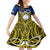 Personalised Vanuatu Torba Province Kid Short Sleeve Dress Pig Tusk Mix Maori Pattern and Namele Leaf LT03 KID Blue - Polynesian Pride