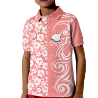 Hawaii Kauai Island Kid Polo Shirt Hibiscus Pattern Seamless Tribal Simple Pink Pastel LT03 Kid Pink - Polynesian Pride