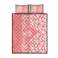 Hawaii Kauai Island Quilt Bed Set Hibiscus Pattern Seamless Tribal Simple Pink Pastel LT03 Pink - Polynesian Pride