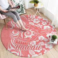 Hawaii Kauai Island Round Carpet Hibiscus Pattern Seamless Tribal Simple Pink Pastel LT03 - Polynesian Pride