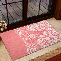 Hawaii Kauai Island Rubber Doormat Hibiscus Pattern Seamless Tribal Simple Pink Pastel LT03 - Polynesian Pride