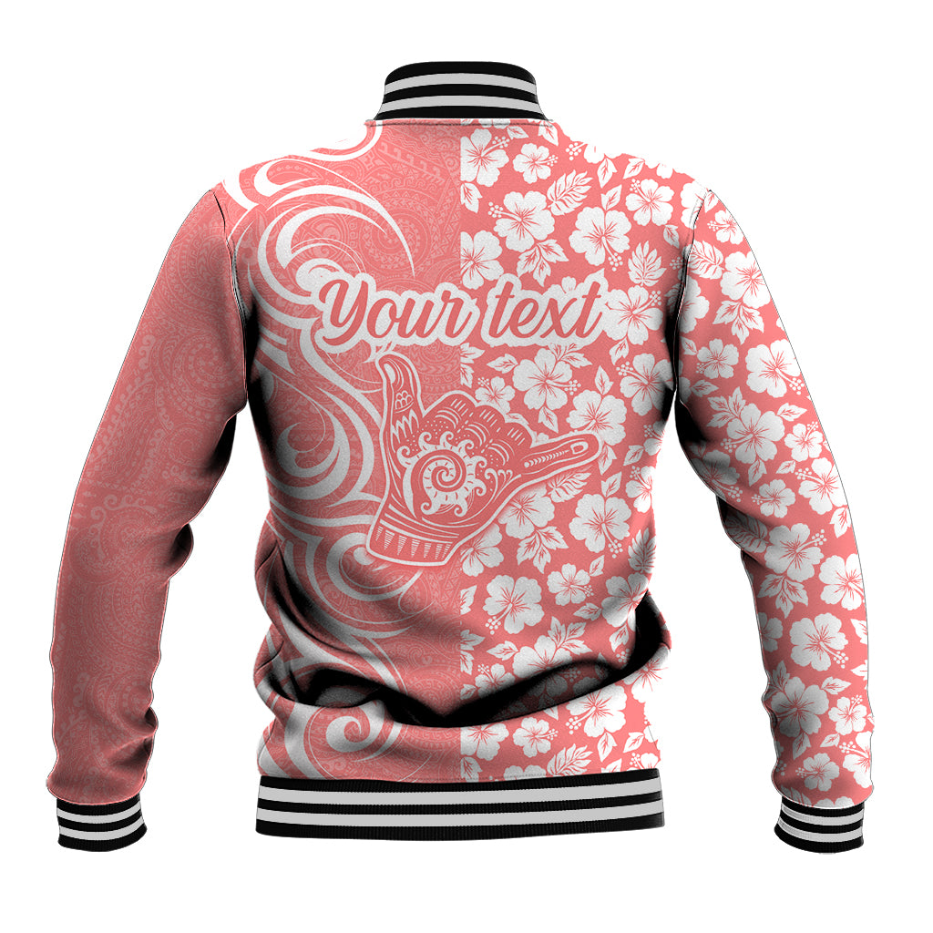 Custom Hawaii Kauai Island Baseball Jacket Hibiscus Pattern Seamless Tribal Simple Pink Pastel LT03 - Polynesian Pride