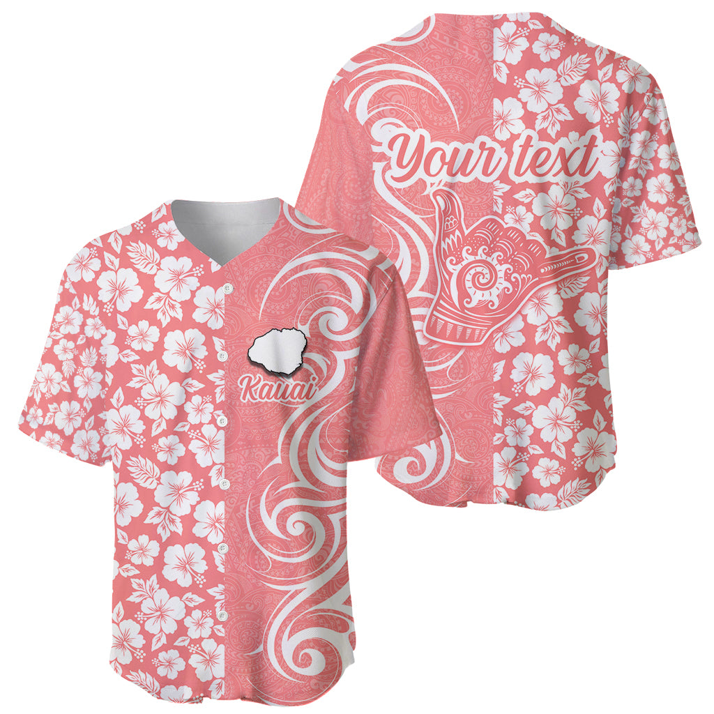 Custom Hawaii Kauai Island Baseball Jersey Hibiscus Pattern Seamless Tribal Simple Pink Pastel LT03 - Polynesian Pride