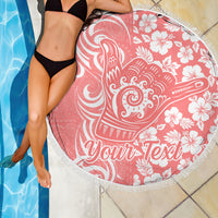 Custom Hawaii Kauai Island Beach Blanket Hibiscus Pattern Seamless Tribal Simple Pink Pastel LT03 - Wonder Print Shop