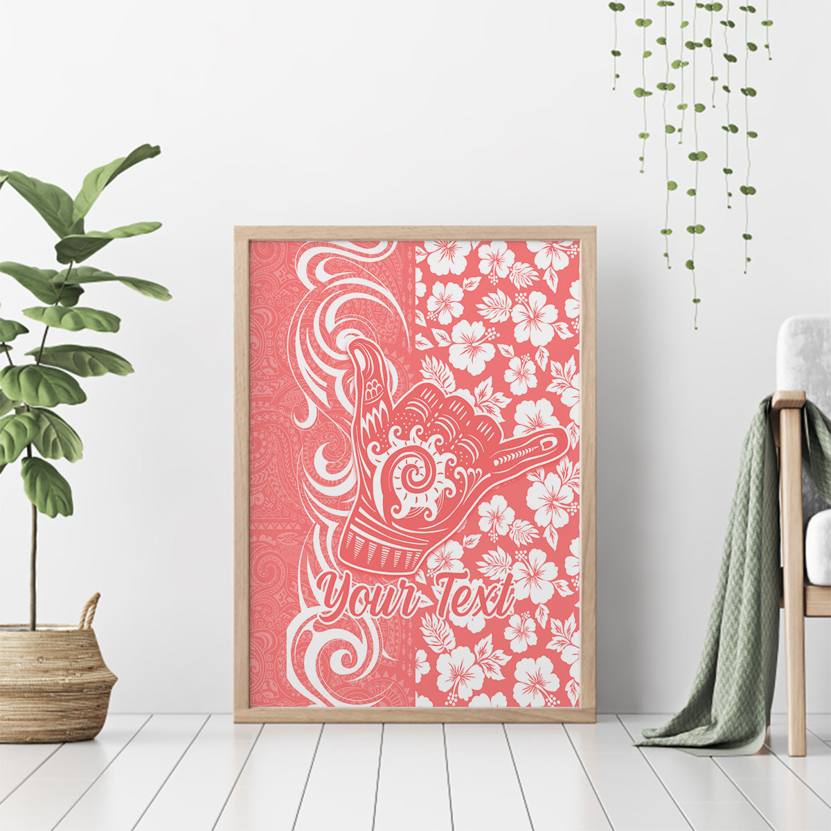 Custom Hawaii Kauai Island Canvas Wall Art Hibiscus Pattern Seamless Tribal Simple Pink Pastel LT03 - Polynesian Pride