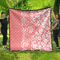 Custom Hawaii Kauai Island Quilt Hibiscus Pattern Seamless Tribal Simple Pink Pastel LT03 - Polynesian Pride