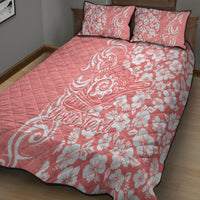 Custom Hawaii Kauai Island Quilt Bed Set Hibiscus Pattern Seamless Tribal Simple Pink Pastel LT03 - Polynesian Pride