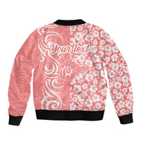 Custom Hawaii Kauai Island Sleeve Zip Bomber Jacket Hibiscus Pattern Seamless Tribal Simple Pink Pastel LT03 - Polynesian Pride