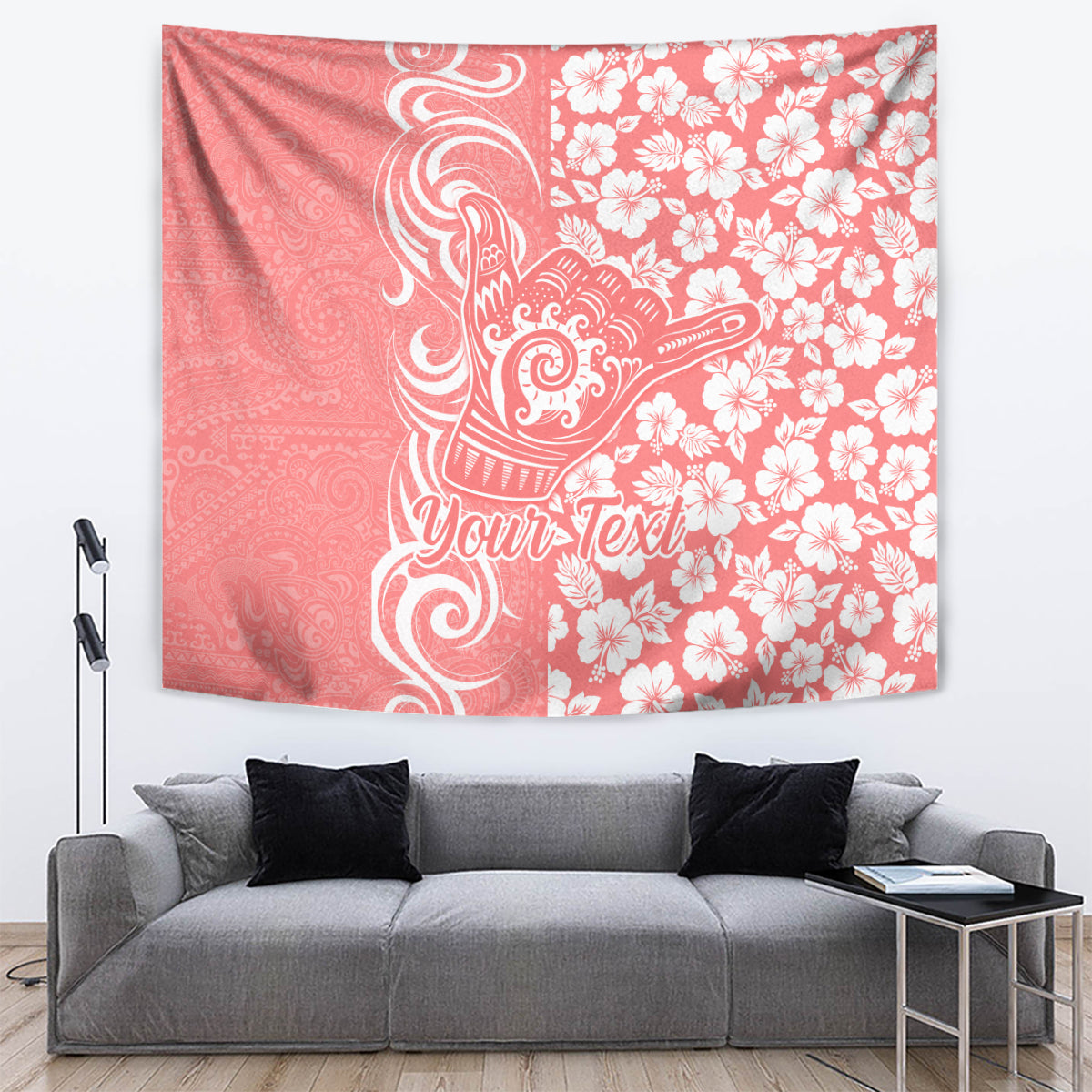 Custom Hawaii Kauai Island Tapestry Hibiscus Pattern Seamless Tribal Simple Pink Pastel LT03 - Polynesian Pride