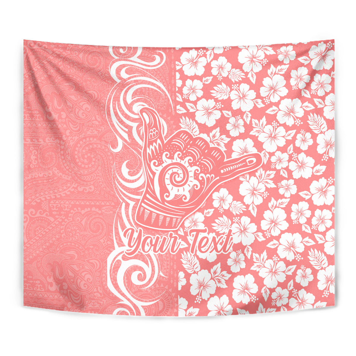 Custom Hawaii Kauai Island Tapestry Hibiscus Pattern Seamless Tribal Simple Pink Pastel LT03 - Polynesian Pride
