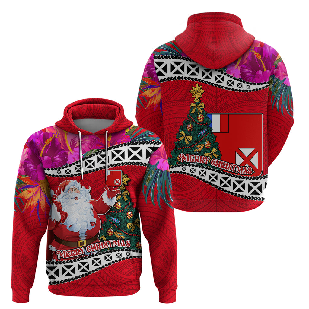 Wallis and Futuna Christmas Hoodie Santa Claus Holding Coat of Arms Polynesian Xmas Style LT03 - Polynesian Pride