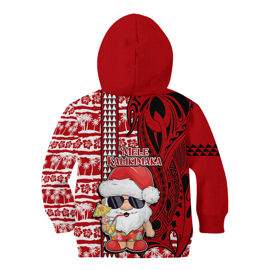 Mele Kalikimaka Hawaii Christmas Kid Hoodie Santa Claus Kakau Tribal Mix Polynesia Tattoo LT03 - Polynesian Pride