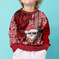 Mele Kalikimaka Hawaii Christmas Kid Ugly Christmas Sweater Santa Claus Kakau Tribal Mix Polynesia Tattoo LT03 - Polynesian Pride