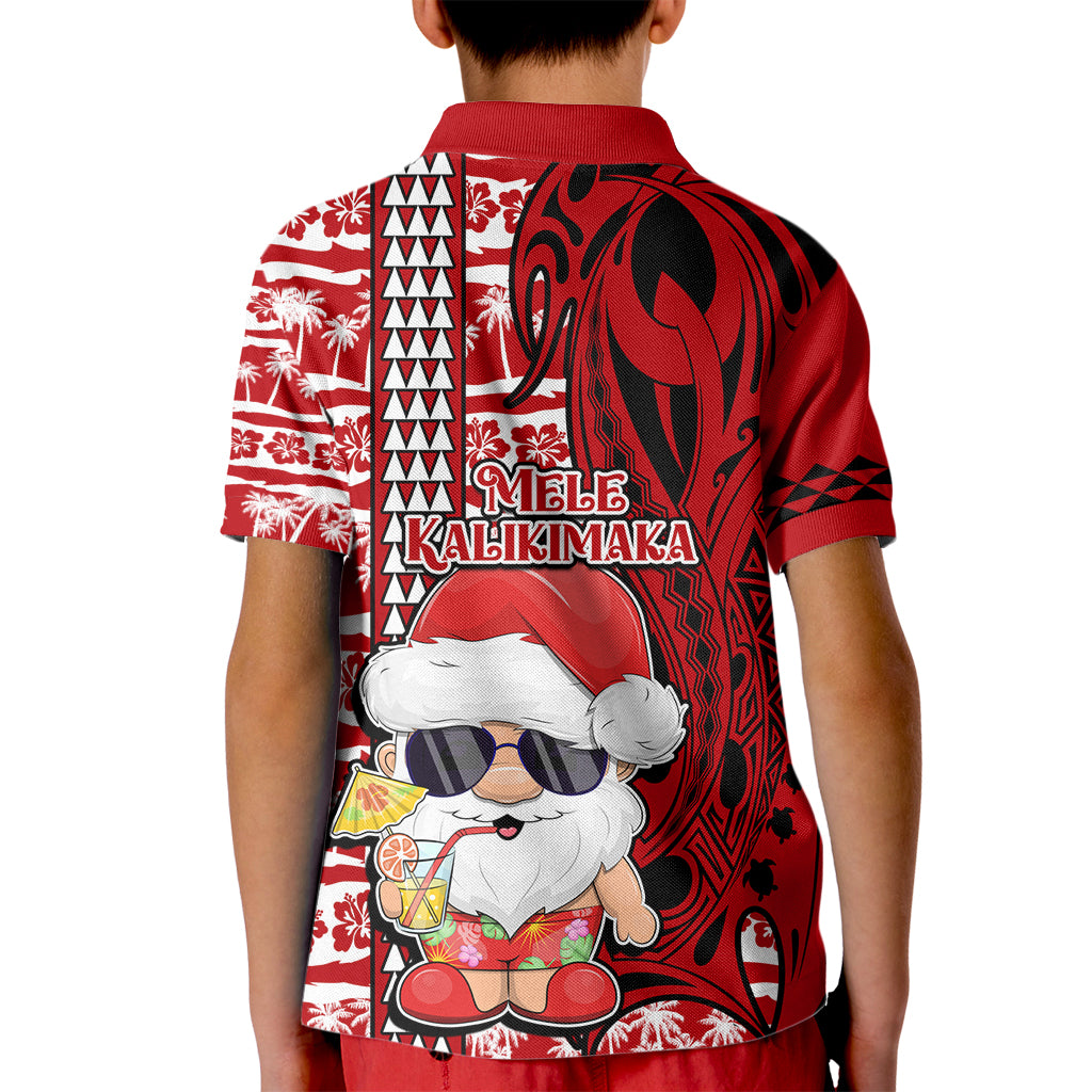 Mele Kalikimaka Hawaii Christmas Kid Polo Shirt Santa Claus Kakau Tribal Mix Polynesia Tattoo LT03 - Polynesian Pride
