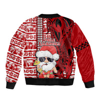 Mele Kalikimaka Hawaii Christmas Sleeve Zip Bomber Jacket Santa Claus Kakau Tribal Mix Polynesia Tattoo LT03 - Polynesian Pride