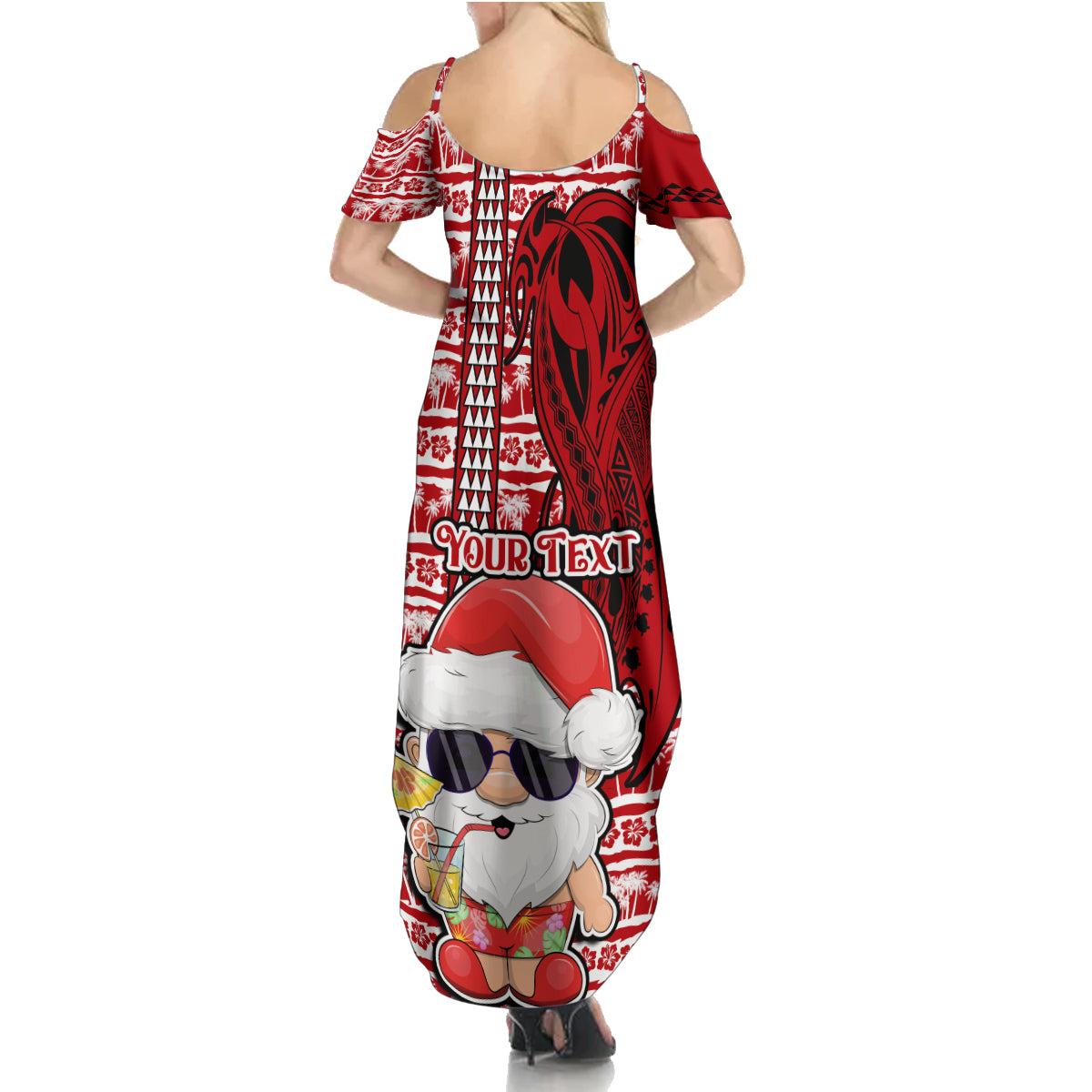 Custom Mele Kalikimaka Hawaii Christmas Family Matching Summer Maxi Dress and Hawaiian Shirt Santa Claus Kakau Tribal Mix Polynesia Tattoo LT03 - Polynesian Pride