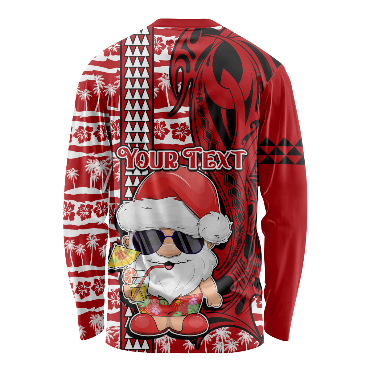 Custom Mele Kalikimaka Hawaii Christmas Long Sleeve Shirt Santa Claus Kakau Tribal Mix Polynesia Tattoo LT03 - Polynesian Pride