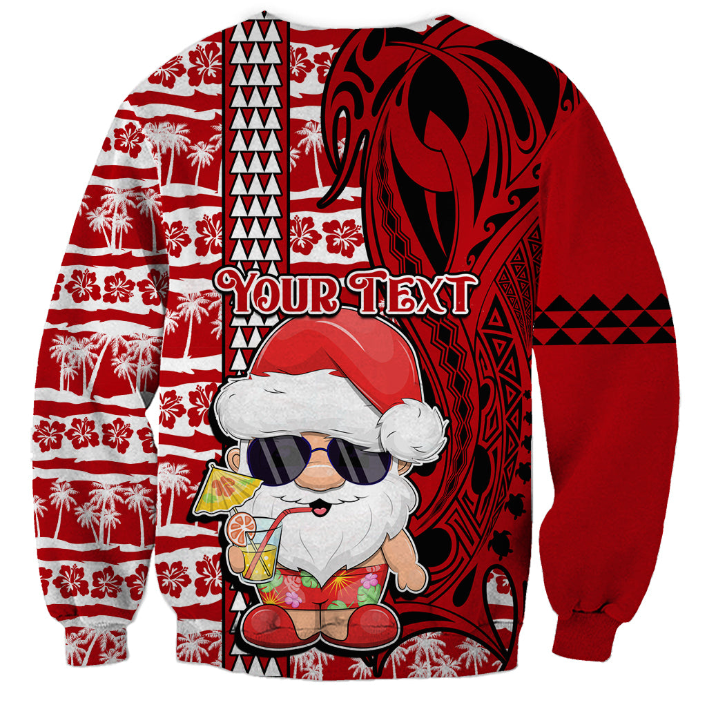 Custom Mele Kalikimaka Hawaii Christmas Sweatshirt Santa Claus Kakau Tribal Mix Polynesia Tattoo LT03 - Polynesian Pride