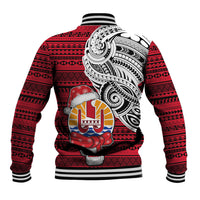 French Polynesia Christmas Baseball Jacket Santa Hold Seal with Polynesian Tribal Tattoo LT03 - Polynesian Pride