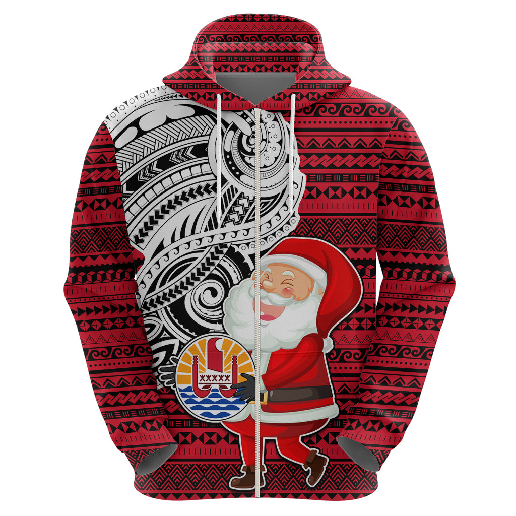 French Polynesia Christmas Hoodie Santa Hold Seal with Polynesian Tribal Tattoo LT03 - Polynesian Pride