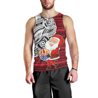 French Polynesia Christmas Men Tank Top Santa Hold Seal with Polynesian Tribal Tattoo LT03 - Polynesian Pride