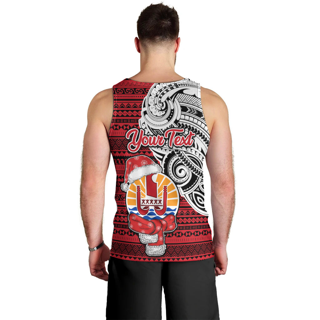 Custom French Polynesia Christmas Men Tank Top Santa Hold Seal with Polynesian Tribal Tattoo LT03 - Polynesian Pride