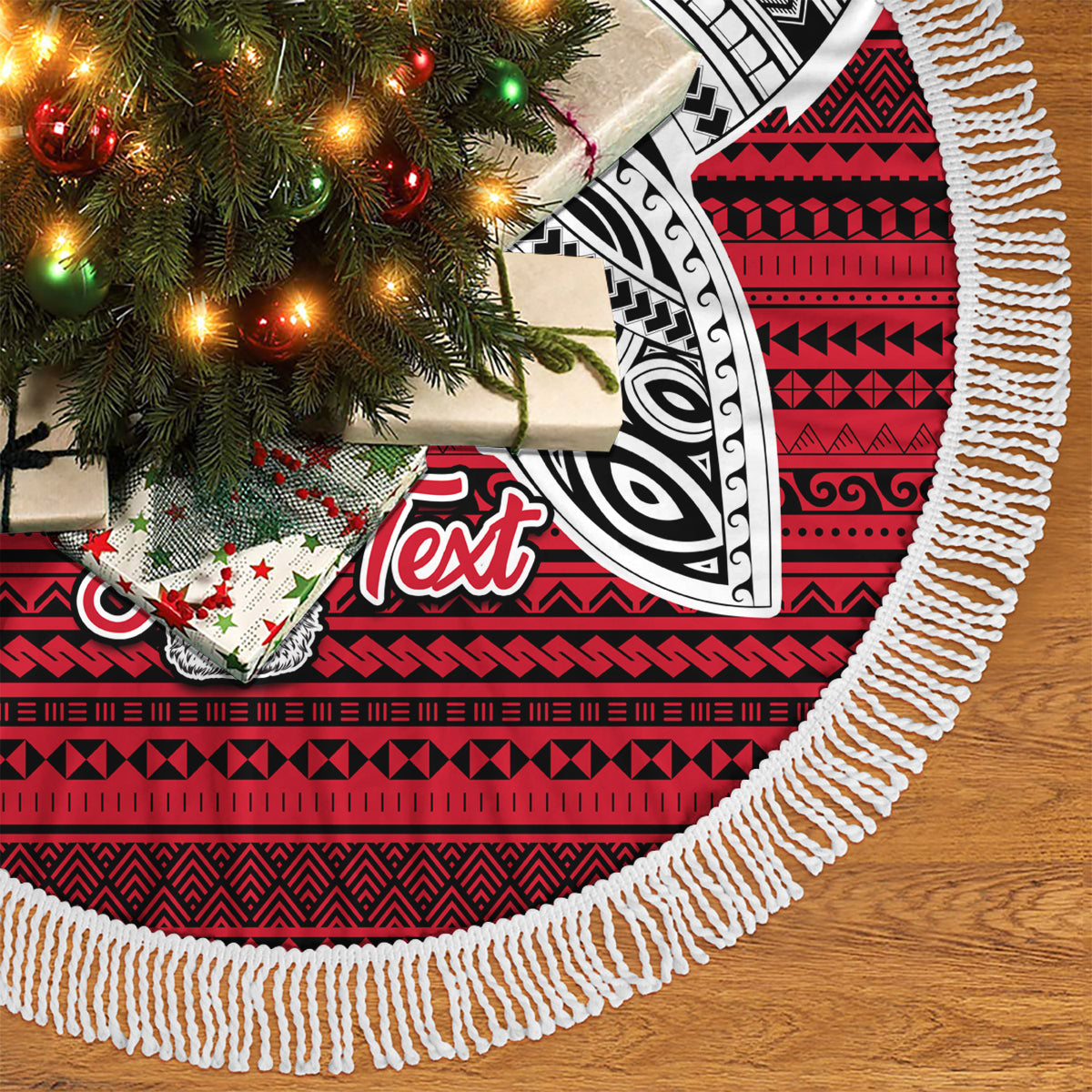 Custom French Polynesia Christmas Tree Skirt Santa Hold Seal with Polynesian Tribal Tattoo LT03 - Polynesian Pride
