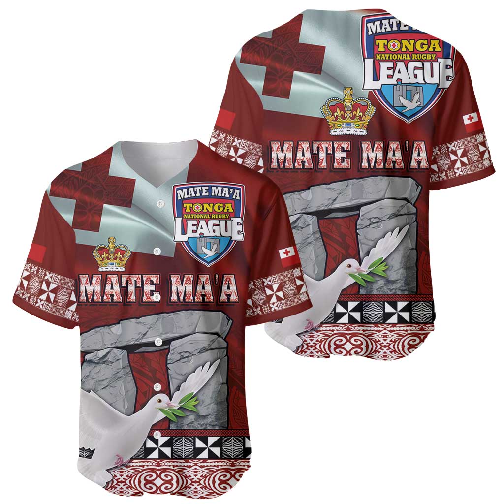 Mate Ma'a Tonga Baseball Jersey Haamonga a Maui and White Dove - Tongan Kupesi Ngatu LT03 - Polynesian Pride