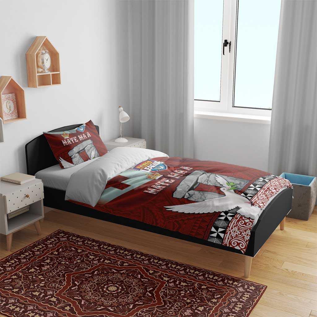 Mate Ma'a Tonga Bedding Set Haamonga a Maui and White Dove - Tongan Kupesi Ngatu LT03 - Polynesian Pride