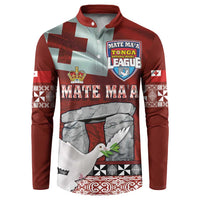 Mate Ma'a Tonga Button Sweatshirt Haamonga a Maui and White Dove - Tongan Kupesi Ngatu LT03 Red - Polynesian Pride