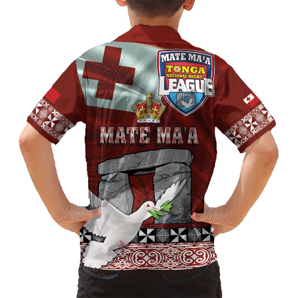 Mate Ma'a Tonga Kid Hawaiian Shirt Haamonga a Maui and White Dove - Tongan Kupesi Ngatu LT03 - Polynesian Pride