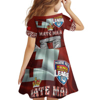 Mate Ma'a Tonga Kid Short Sleeve Dress Haamonga a Maui and White Dove - Tongan Kupesi Ngatu LT03 - Polynesian Pride