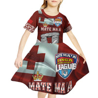 Mate Ma'a Tonga Kid Short Sleeve Dress Haamonga a Maui and White Dove - Tongan Kupesi Ngatu LT03 - Polynesian Pride