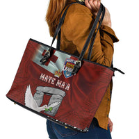 Mate Ma'a Tonga Leather Tote Bag Haʻamonga ʻa Maui and White Dove - Tongan Kupesi Ngatu