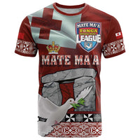 Mate Ma'a Tonga T Shirt Haamonga a Maui and White Dove - Tongan Kupesi Ngatu LT03 Red - Polynesian Pride