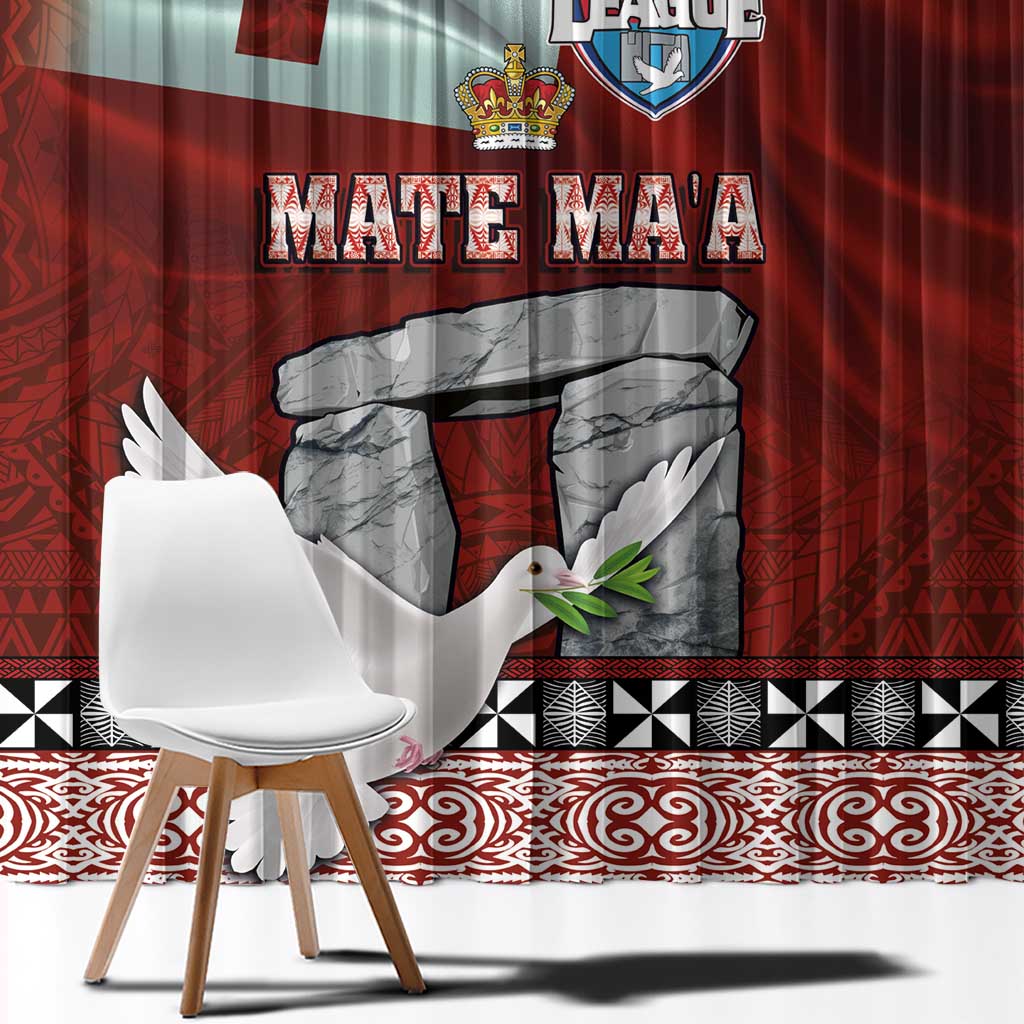 Mate Ma'a Tonga Window Curtain Haʻamonga ʻa Maui and White Dove - Tongan Kupesi Ngatu