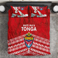 Mate Ma'a Tonga Bedding Set Double White Dove and Kupesi Ngatu Art Tattoo LT03 Red - Polynesian Pride