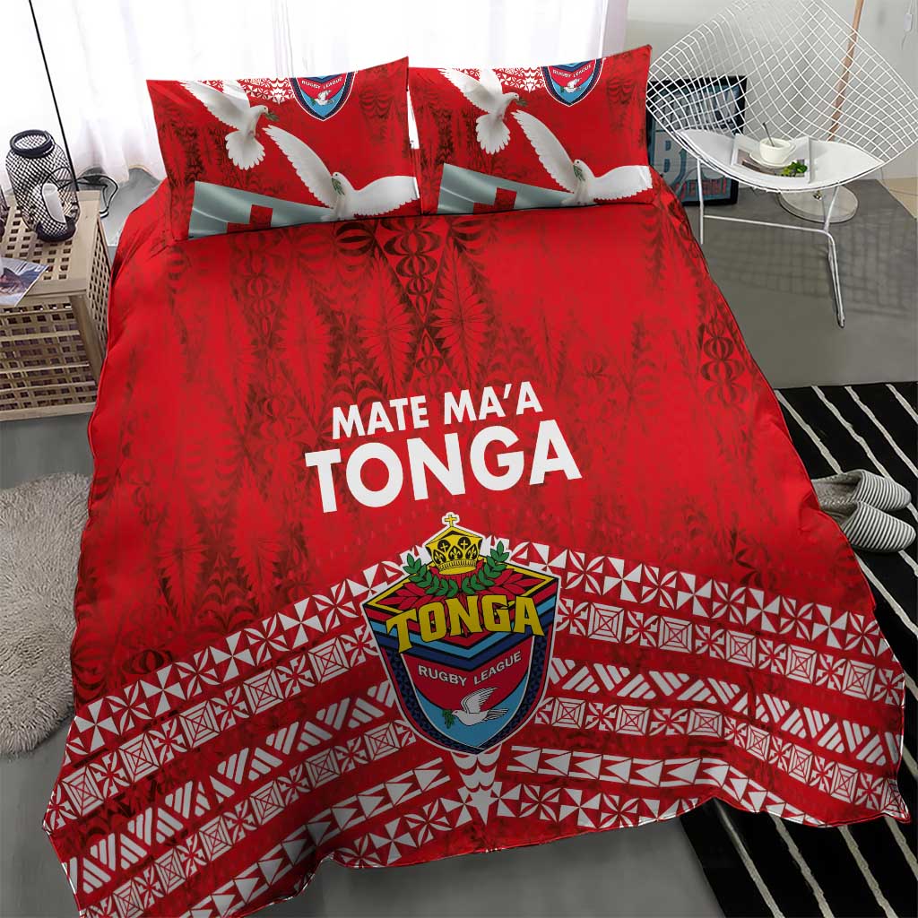 Mate Ma'a Tonga Bedding Set Double White Dove and Kupesi Ngatu Art Tattoo LT03 - Polynesian Pride