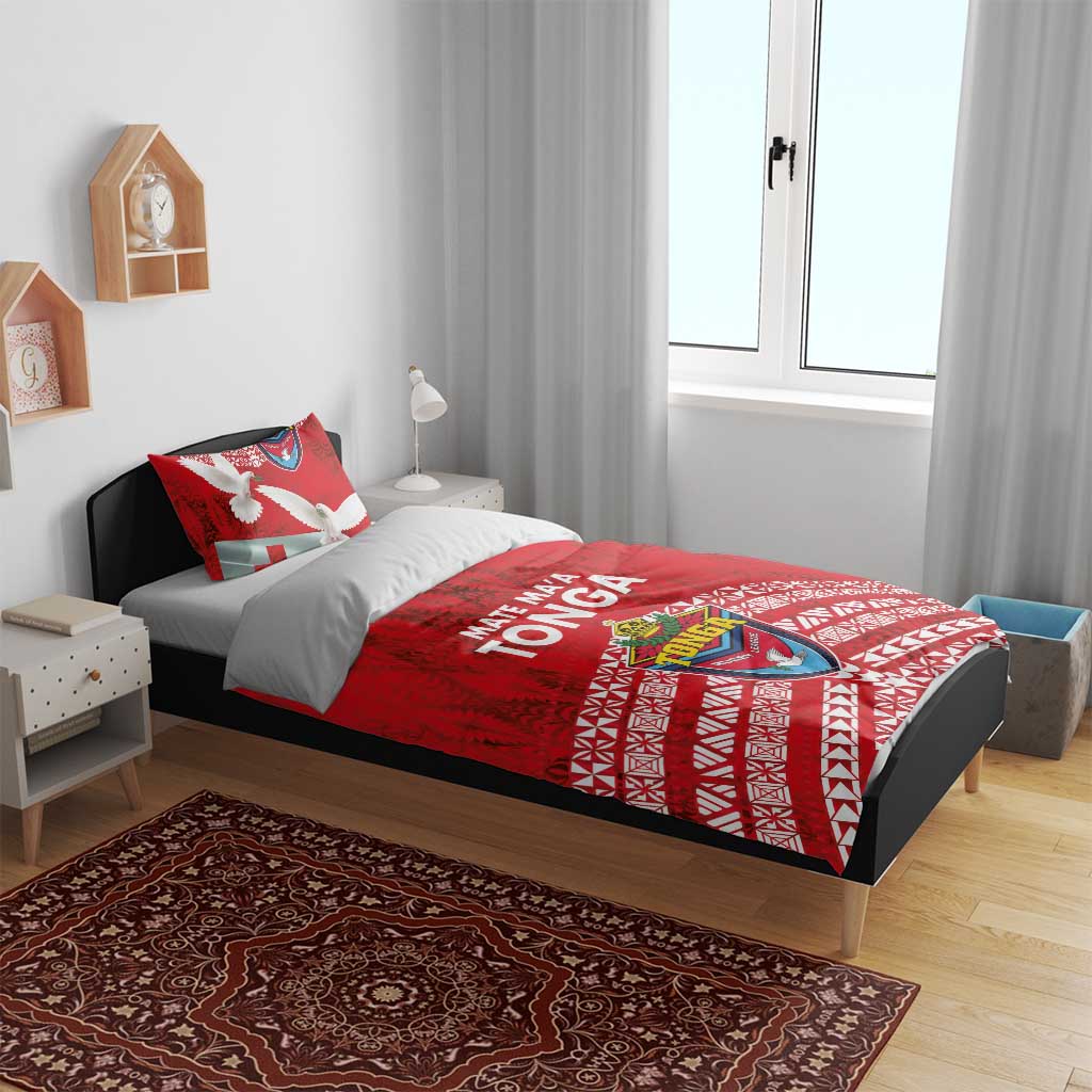 Mate Ma'a Tonga Bedding Set Double White Dove and Kupesi Ngatu Art Tattoo LT03 - Polynesian Pride
